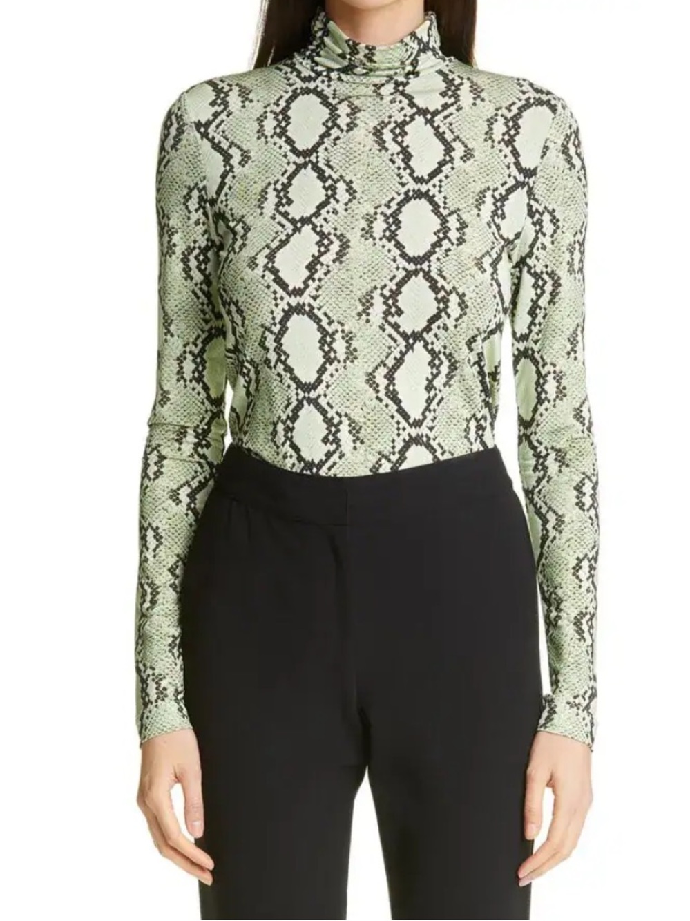 St.John Snakeskin print turtleneck mint
